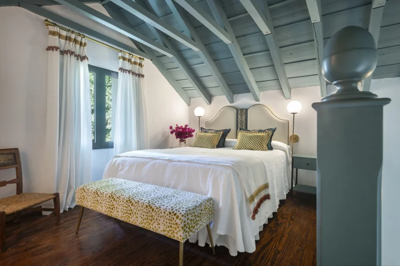 Fernando III Junior Suite, Bedroom, Hotel Cortijo Torre de la Reina, Seville, Andalusia, Spain