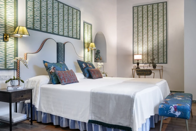 Ines de la Torre Junior Suite, Bedroom, Hotel Cortijo Torre de la Reina, Seville, Andalusia, Spain